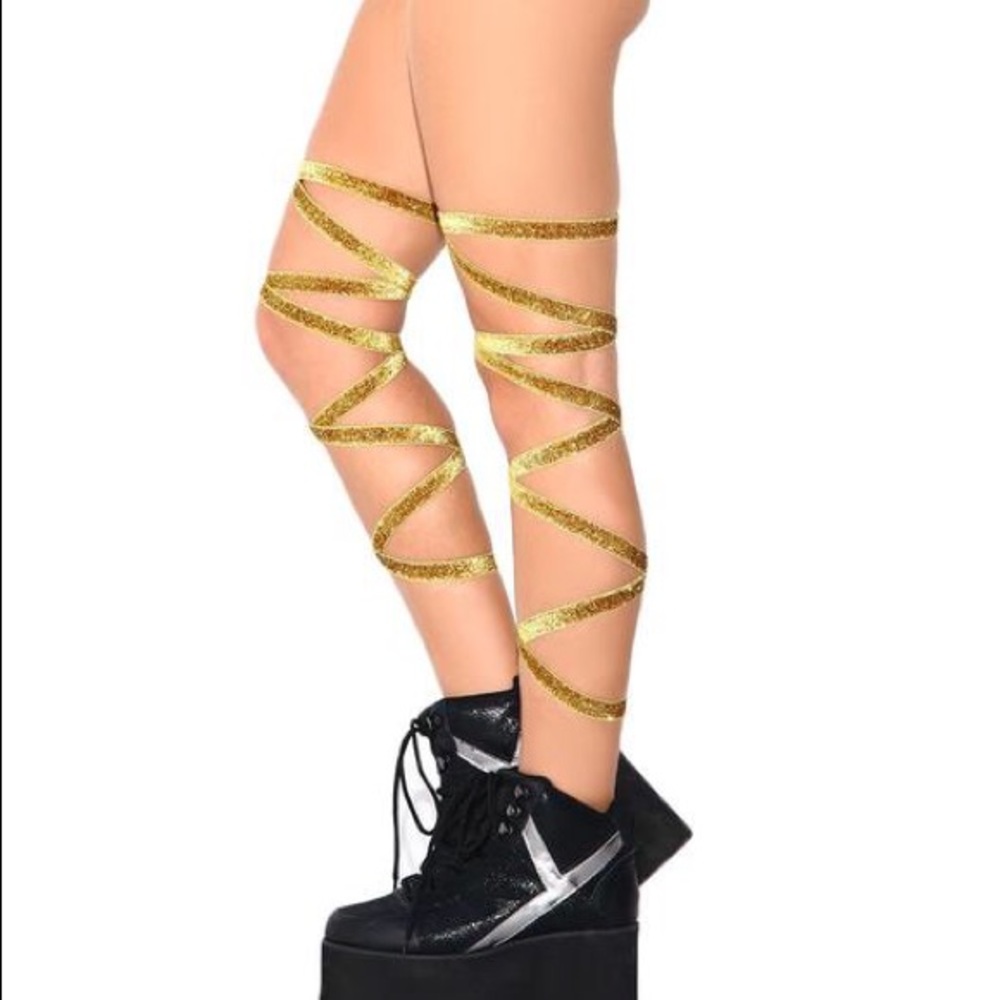 Iheartraves gold leg wraps nonslip NEW